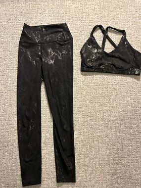 Carbon38 Black Snake-Print Active Set